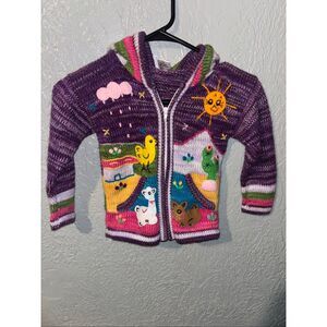 El Condor multicoloured zip up sweater with embroidered animals
